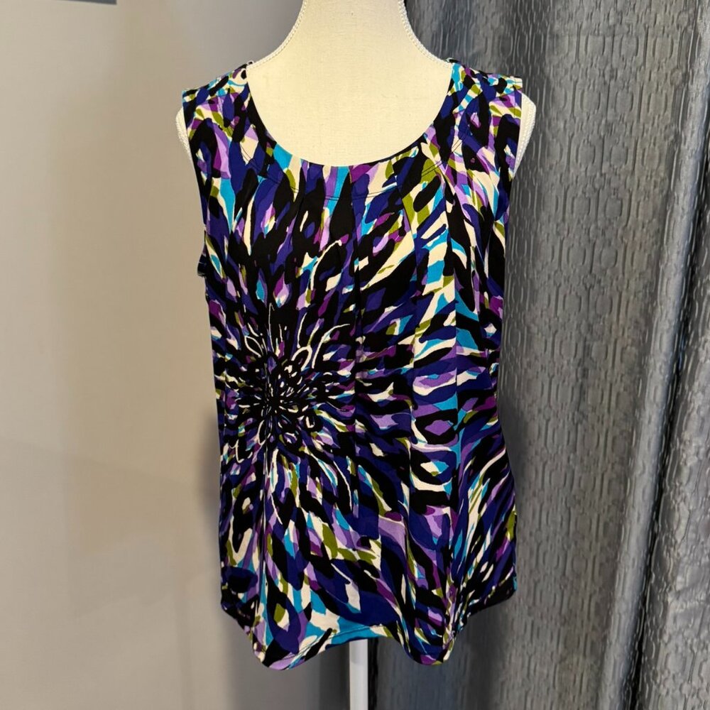 Women's Abstract Multicolor Dressy Sleeveless Top Size M